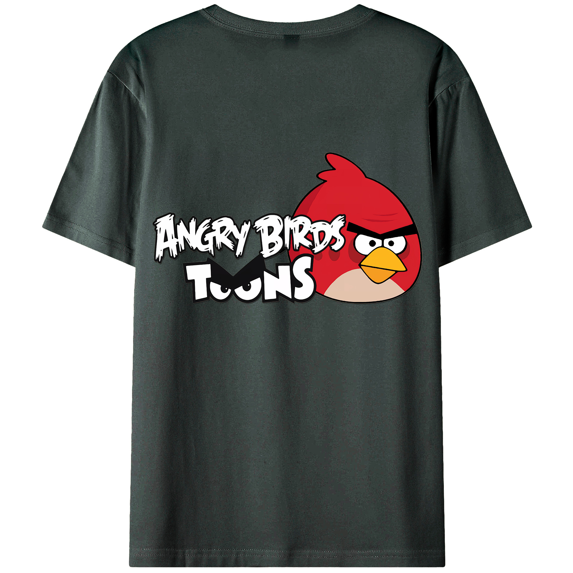 （画像用） Angry Birds アングリーバード 綿100％ メンズ半袖Tシャツ（バックプリント） 通気性